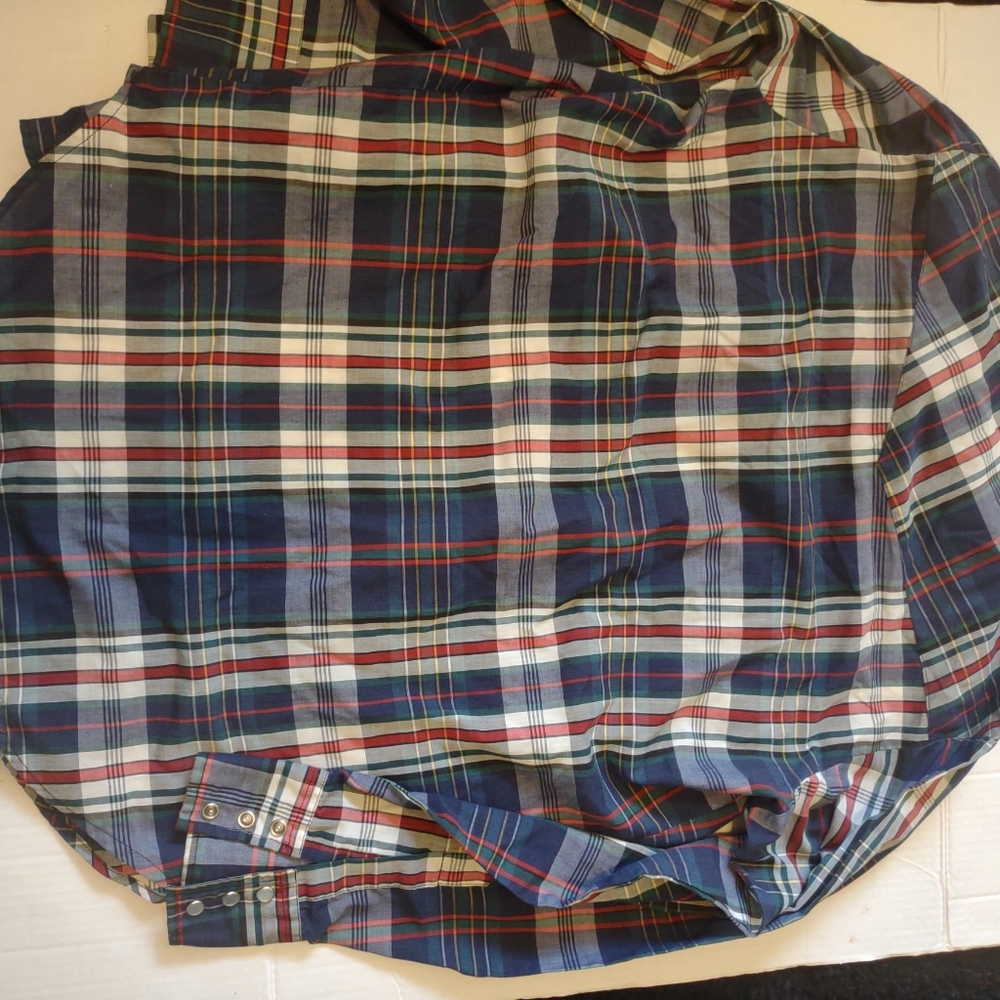 Vintage Outlaw Western Wear  Long Sleeve  Pearl Snap  Plaid Red green blue Med - Picture 4 of 5